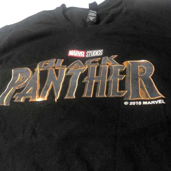 Marvel Black Panther 2018 Text Logo Boys Graphic T Shirt Size Large